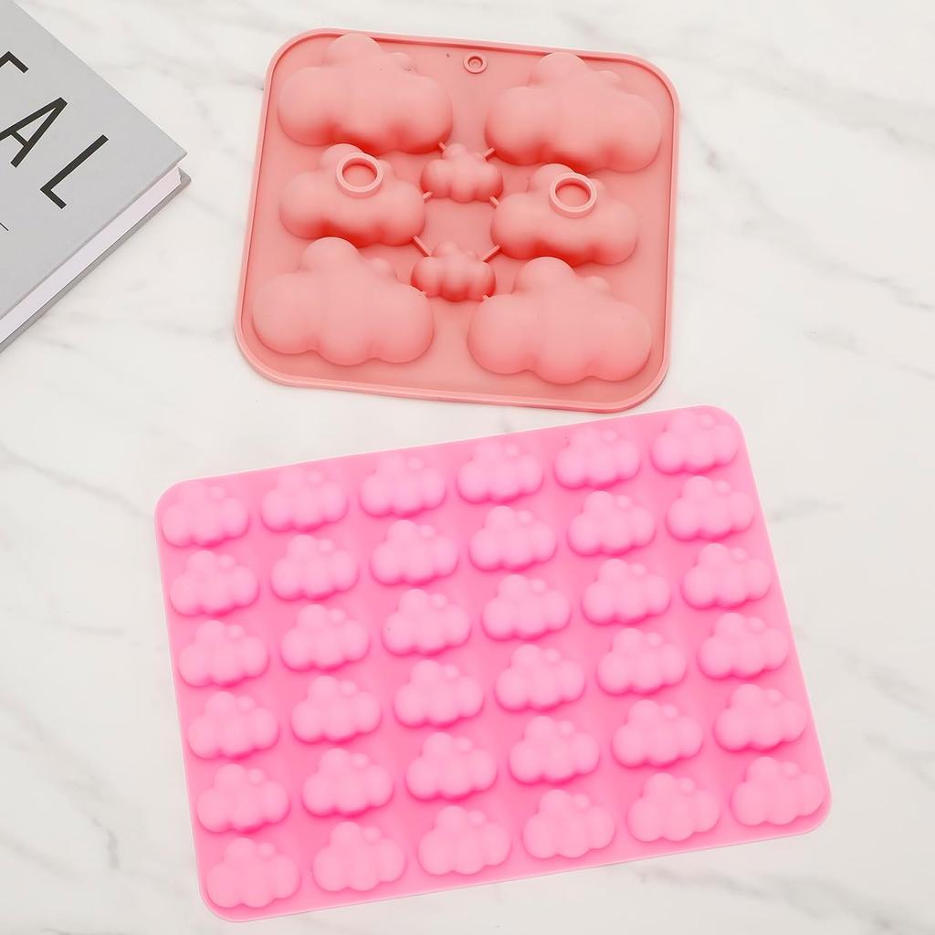 3 Pack 3D Cloud Shape Silicone Mold, Non-Stick Ice Cube Tray, Fondant Mold for Chocolate, Candy, Soap, Resin, and Baking Crafts