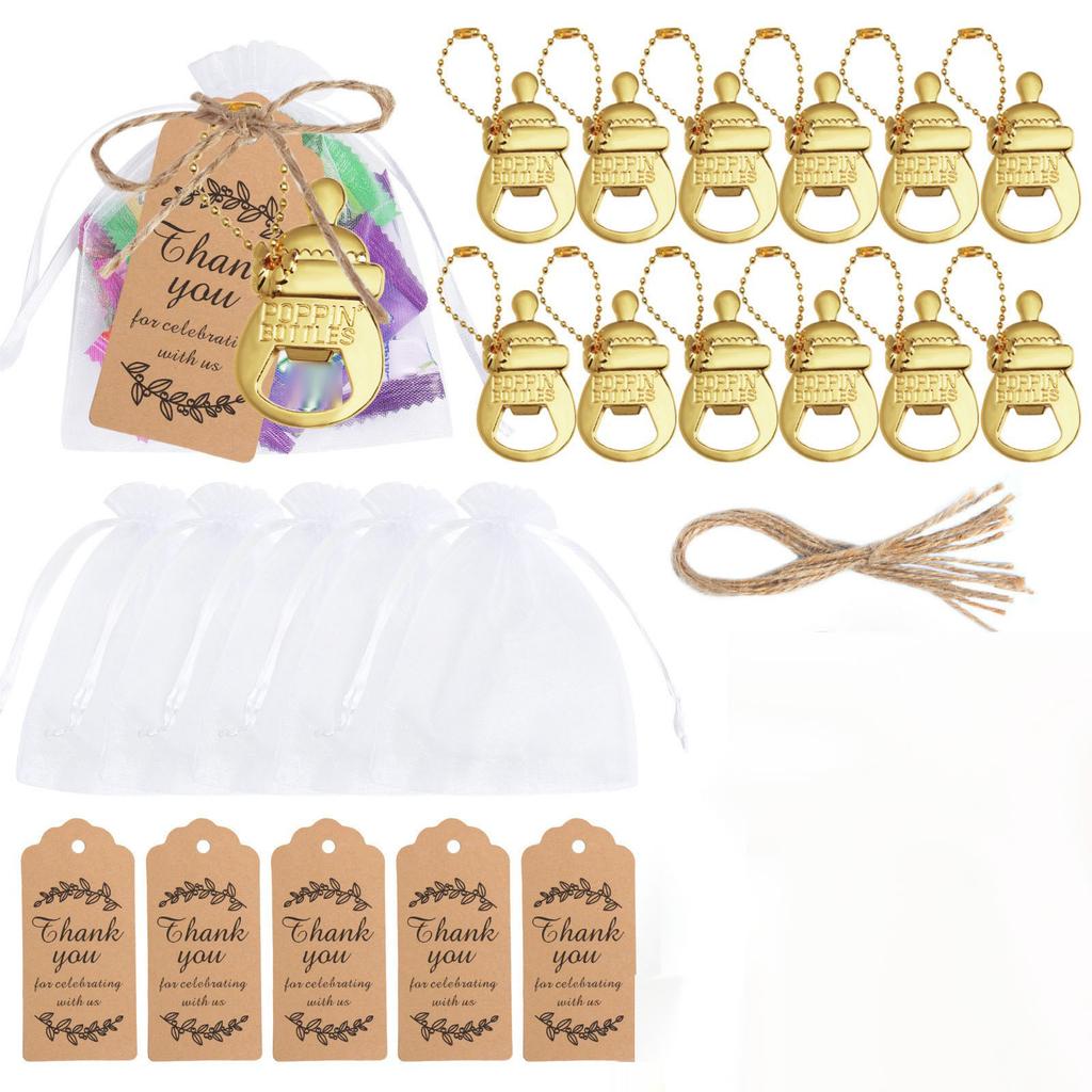 Creative Bottle Opener For Baby's Full Moon Birthday Decoration, Baby Baptism Souvenir, Gold Bottle Opener, Birthday Decoration  1set(12pcs)