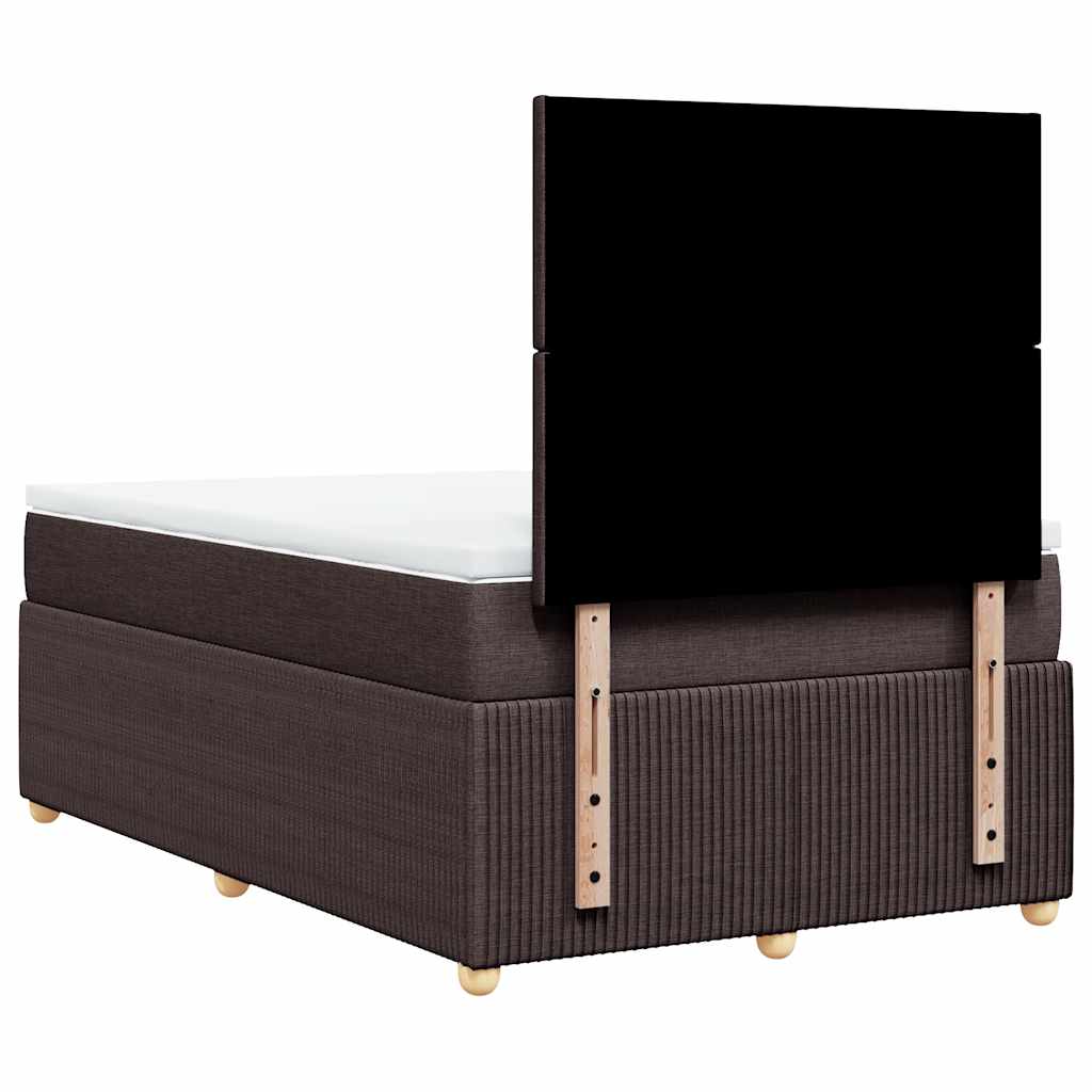 Box Spring Bed with Mattress Dark Brown 120 X 200 Cm Fabric