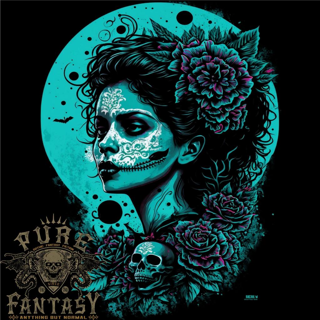 Santa Muerte Day of the Dead Skull Fantasy Mens Light Cotton T-shirt