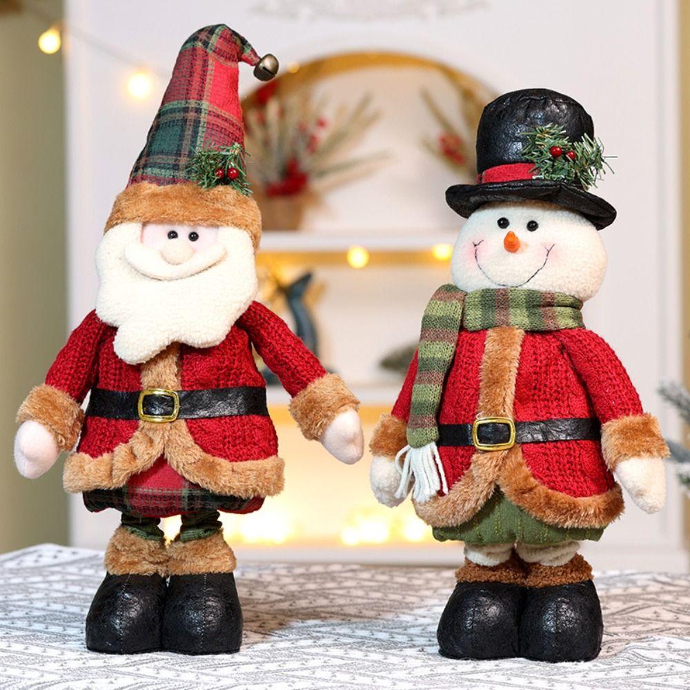 Bear Knitted Christmas Doll Kawaii Santa Claus Stretch Doll Long Legged Elk Doll  Children