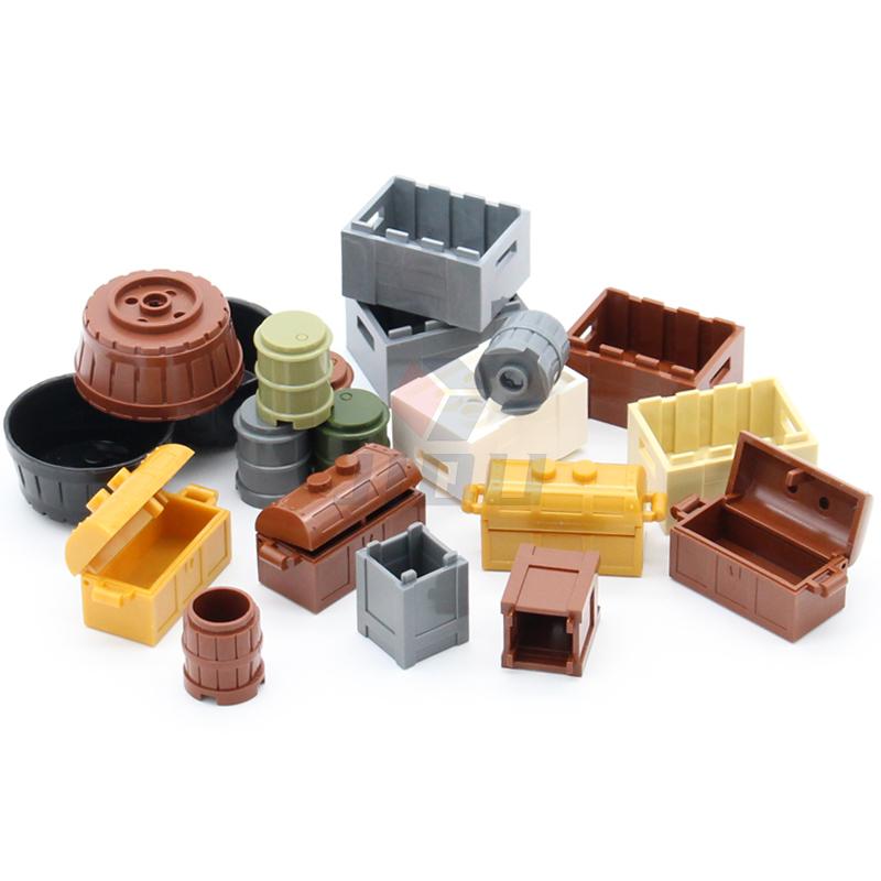 MOC Bricks Toys Accessories Parts City Figure Container Building Blocks Crate Food Barrel Box Treasure Chest 4738 30150 Friends