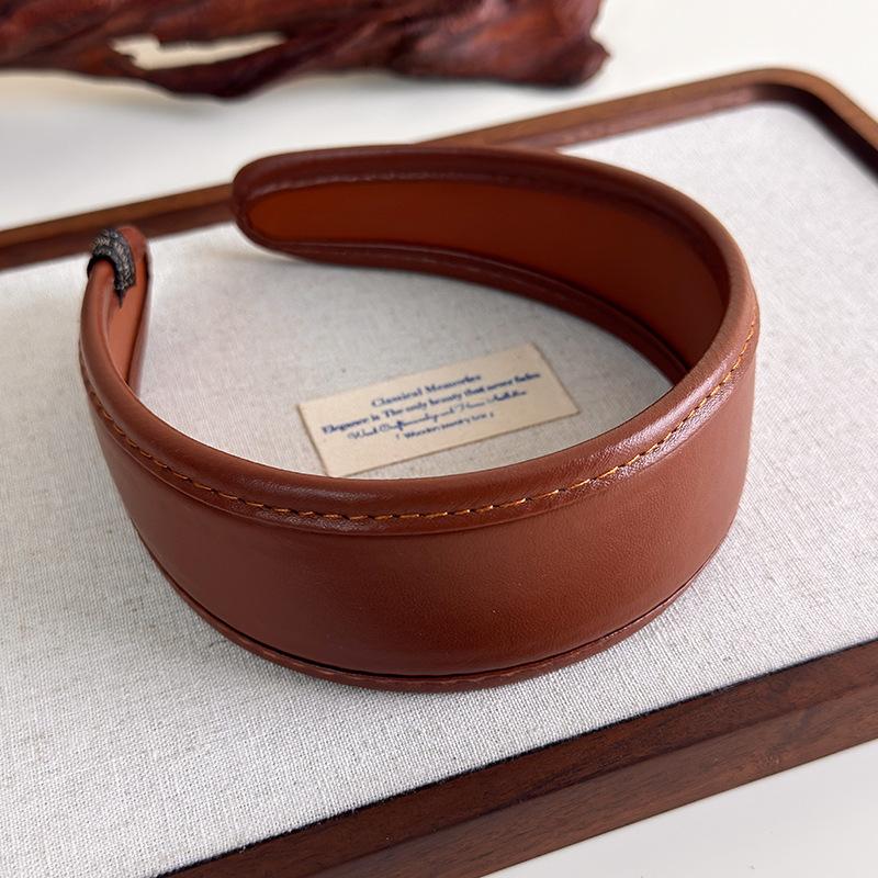 Franse Stijl Haar Hoepel Haarbanden Retro Leer Brede Hoofdbanden Vrouwen Haarband Vrouwelijk Gezicht Wassen Make-up Hoofddeksel Haar Accessoires