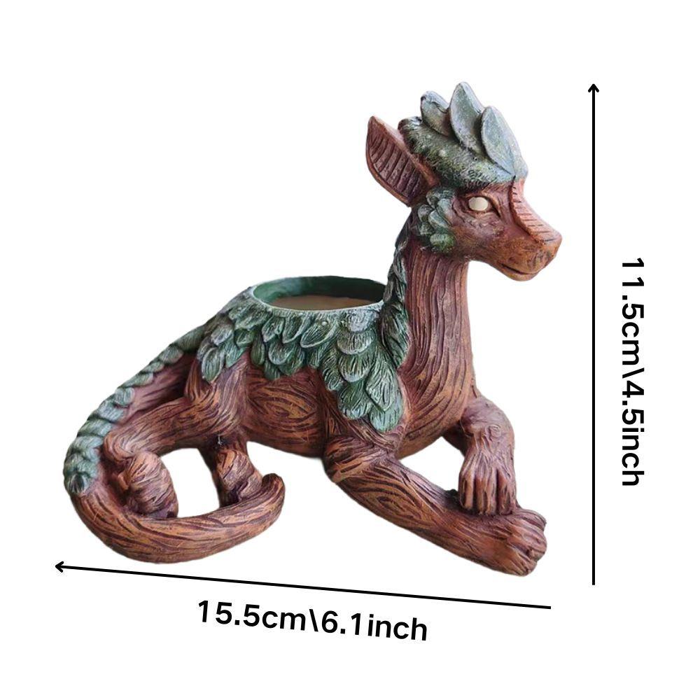 Outdoor creative dragon flower pot Garden guardian resin statue Home yard decoration Dragon flower pot Office desktop decoration