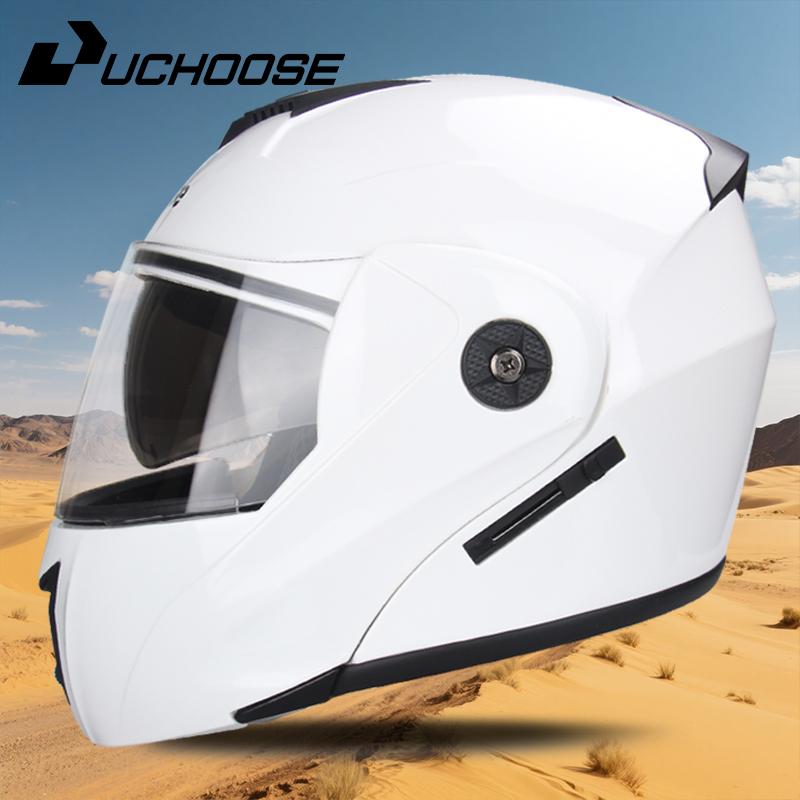 UCHOOSE New Motorcycle Helmet Full Face Racing with Double Sun Visor Women Man Flip Up Double Lens DOT