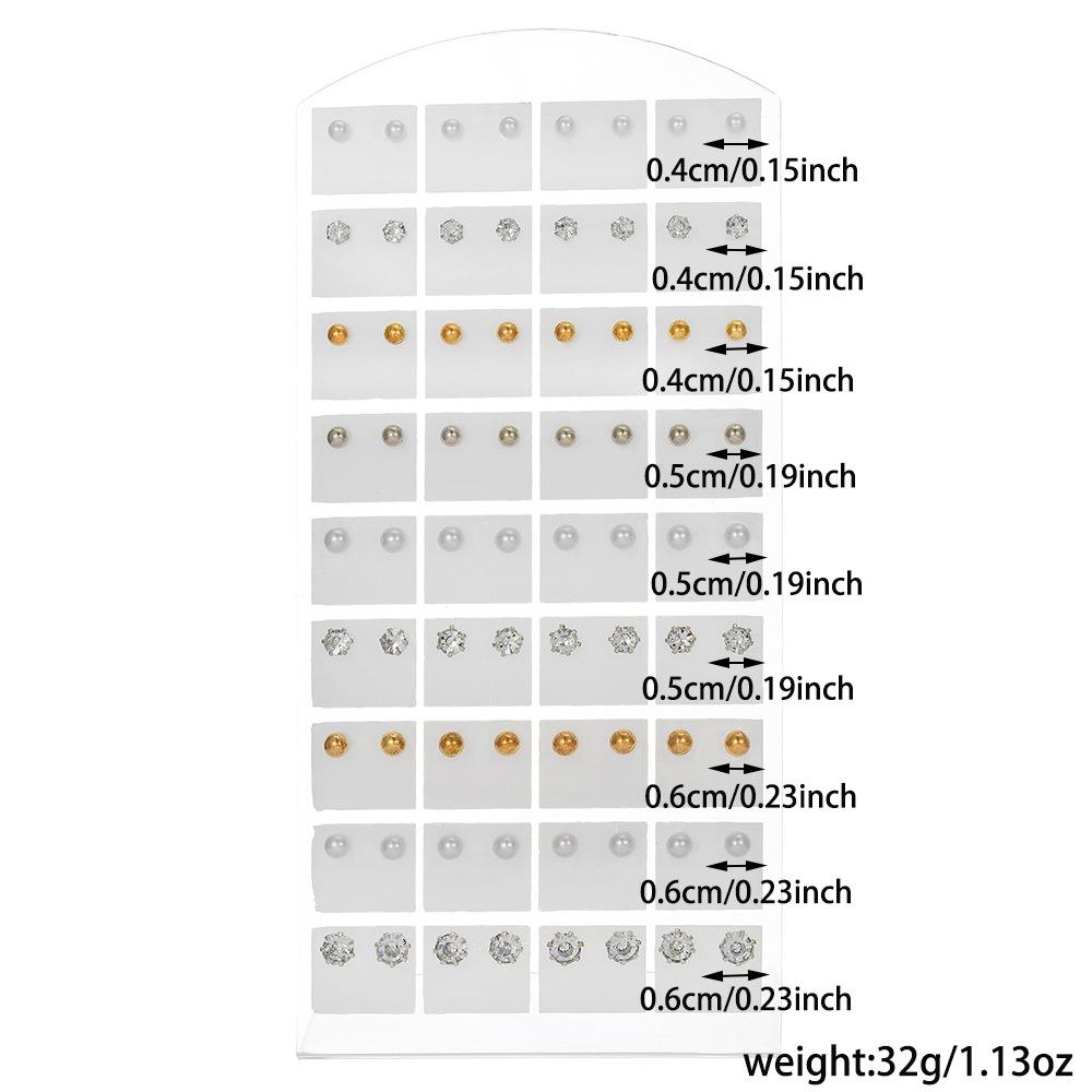European and American 11 Pairs of Stud Earrings Combination Women's Ins Style Niche Simple Imitation Pearl Rhinestone Earrings Set