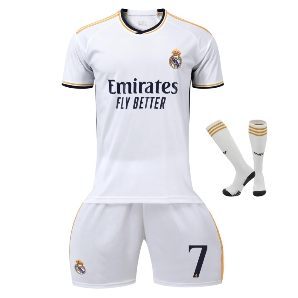 Real Madrid Ronaldo Dětský Fotbalový Dres Bílý Krátký Rukáv Mladistvý Tréninkový Zápasový Top Prodyšný Rychleschnoucí