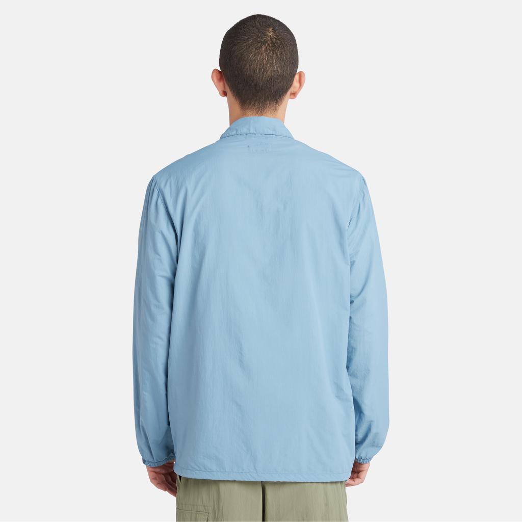 Timberland Solid Logo Half-Zip Long Sleeve Shirt Men Shirts Blue A68B1-DJ5