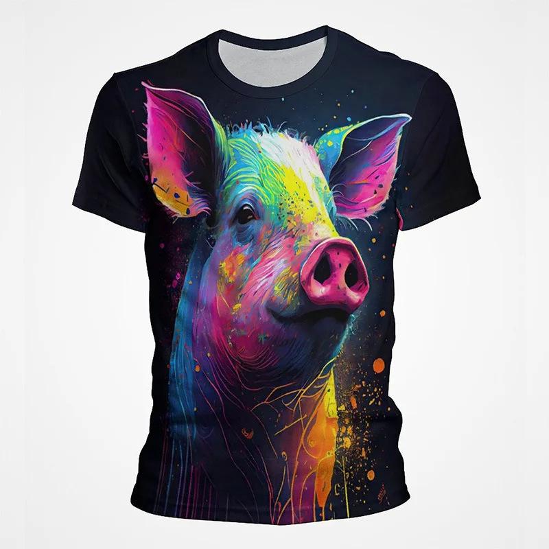 Funny Animal Graffiti Art Graphics 3D Printed Short Sleeved Top Hip-hop Round Neck Short Sleeved Men's T-shirts