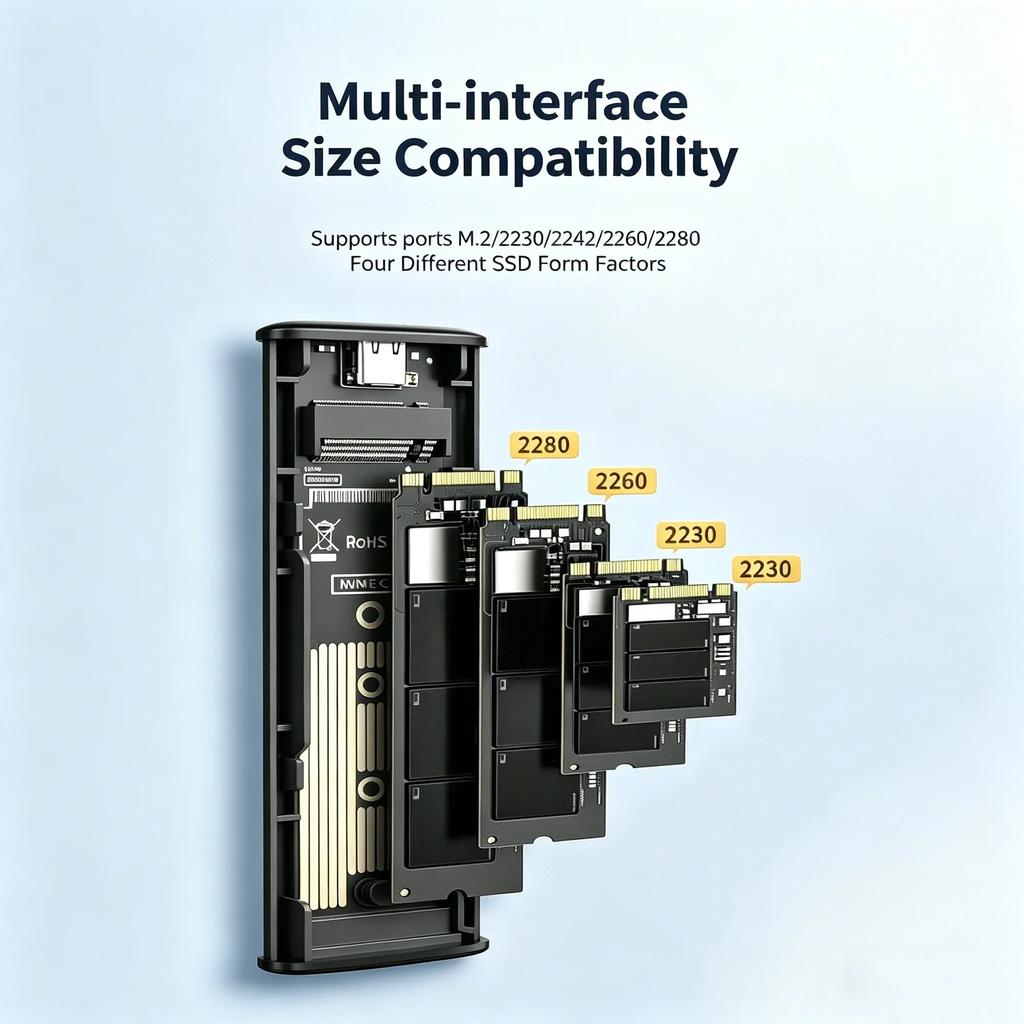 USB3.1 M.2 SSD Gehäuse Mobiles Gehäuse Unterstützt NVME SATA Typ-C Massives Metall Externes Festplattengehäuse Laptop Telefon SSD