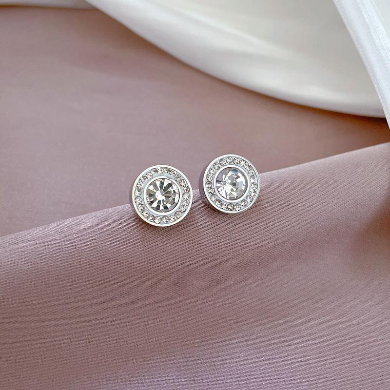 Full Diamond Zircon Minimalist Stud Earrings Cold Men'S And Women'S Earrings Personality Temperament Banquet Earrings
