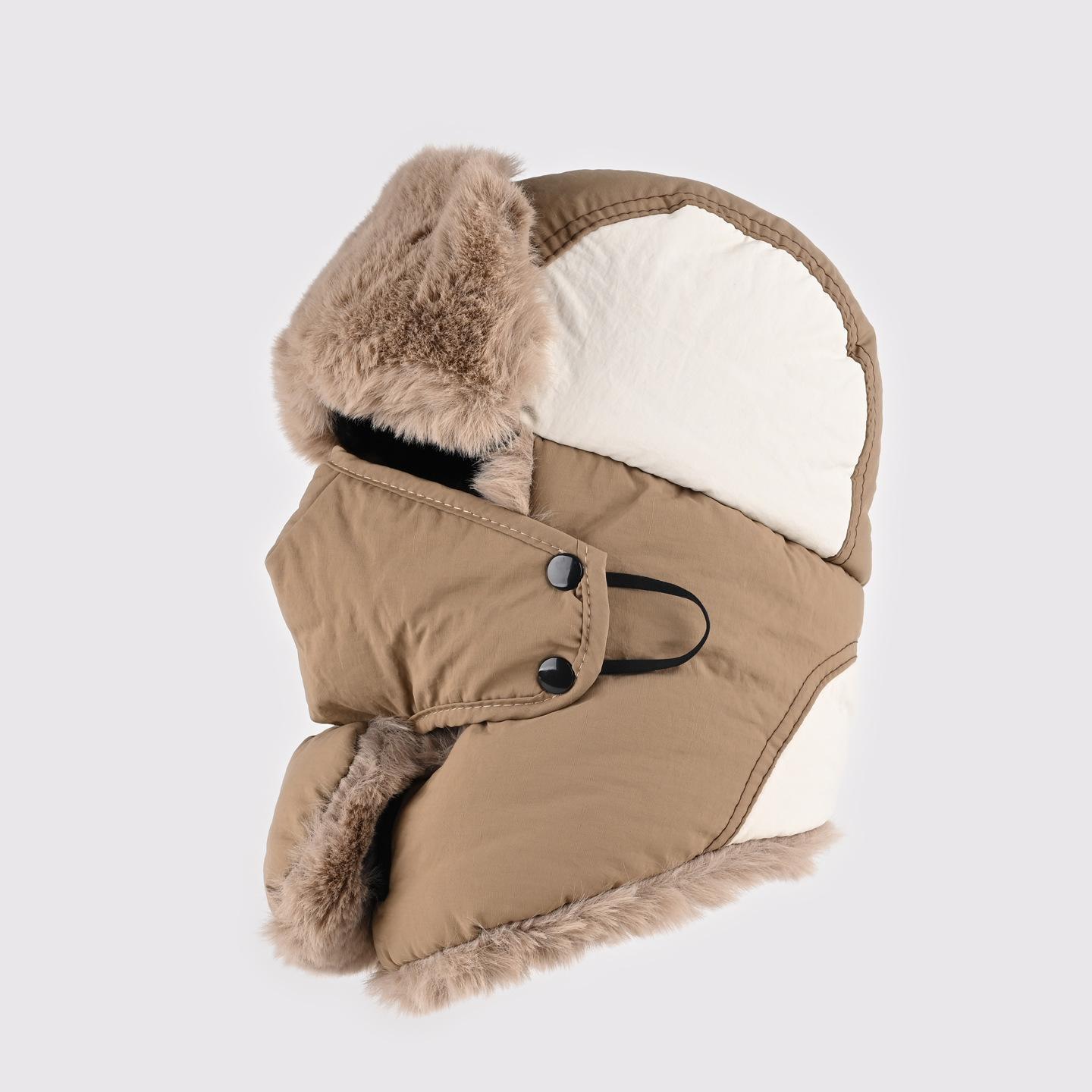 

Маски в тон, манишки, мужские и женские зимние бархатные толстые теплые с защитой ушей, хлопковые шапки, ветрозащитные шапки для велоспорта на открытом воздухе one size fits all хаки