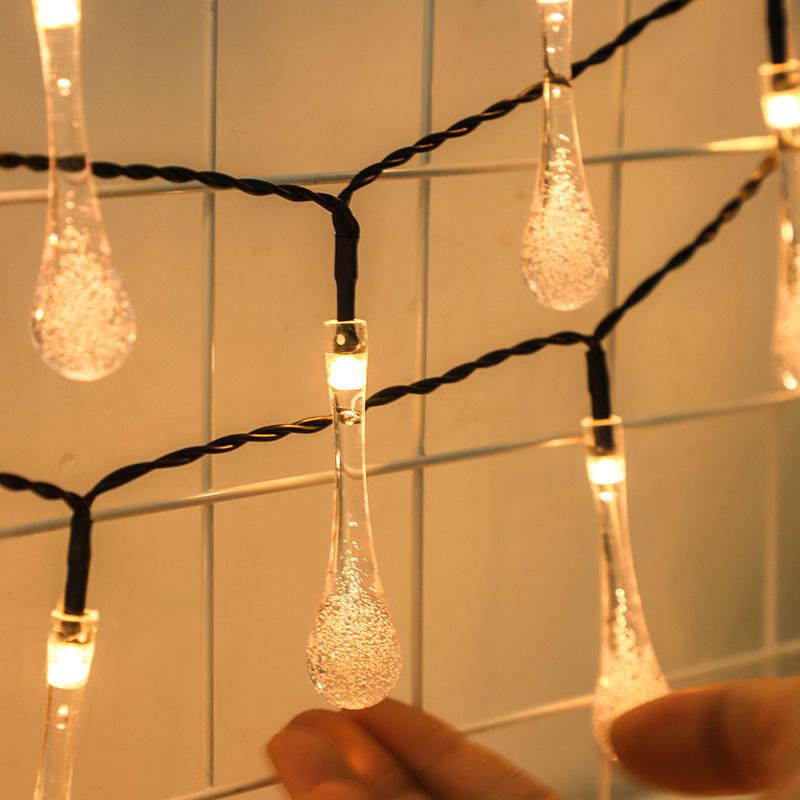 Solar String Lights: 20 LED Water Drop Design, Colorful, Waterproof, Ideal for Outdoor Camping and Courtyard Decoration.