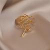 Hollowed-out Metal Rose Brooch High-end Feminine Coat Brooch Design Sense Metal Clip Exquisite Camellia Flower Chest Clothing Accessories