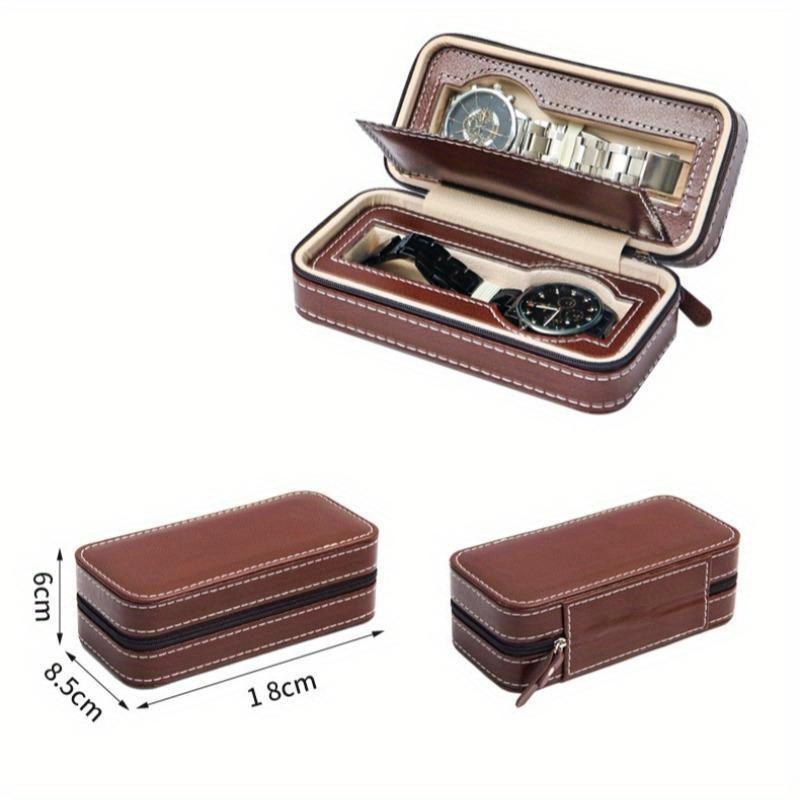 

Concise Design New Travel Portable Watch Bag European Leather Watch Storage Box Minimalist Watch Collection Box Watch Box only hold four коричневий
