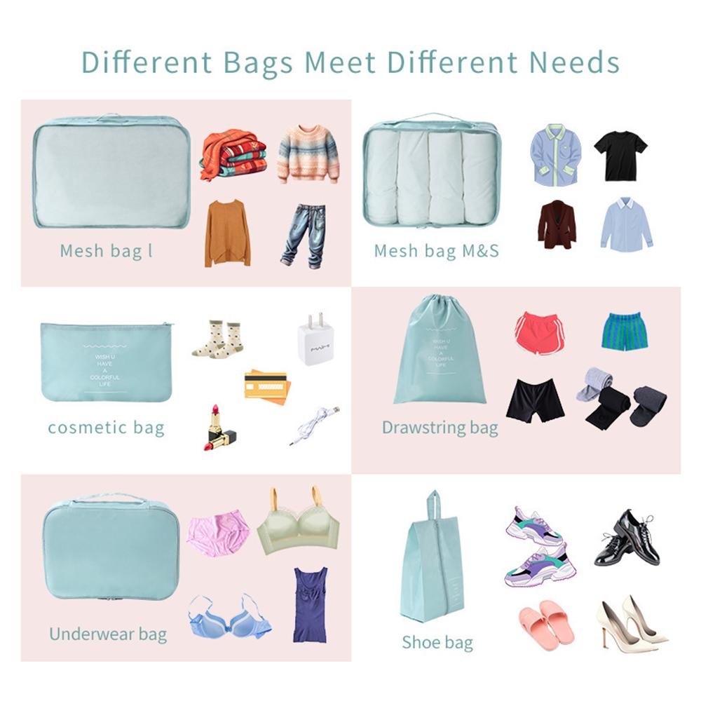 7-Piece Diagonal Travel Storage Bag Set, Large Capacity, Multi-Purpose, Classified Clothing, Washing And Beauty