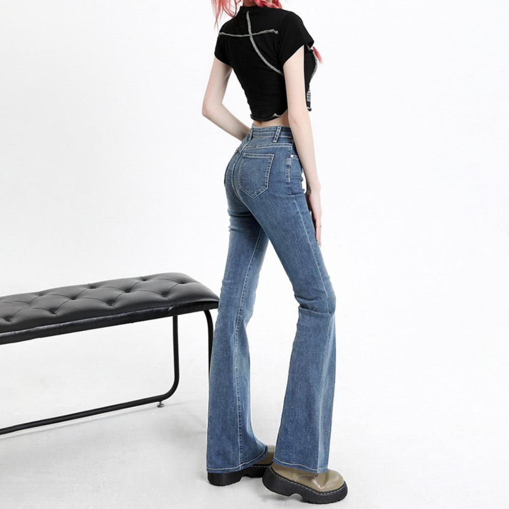 American Retro Niche Design High Waist Micro-flared Jeans High Waist Spring and Summer New High and Thin Trousers