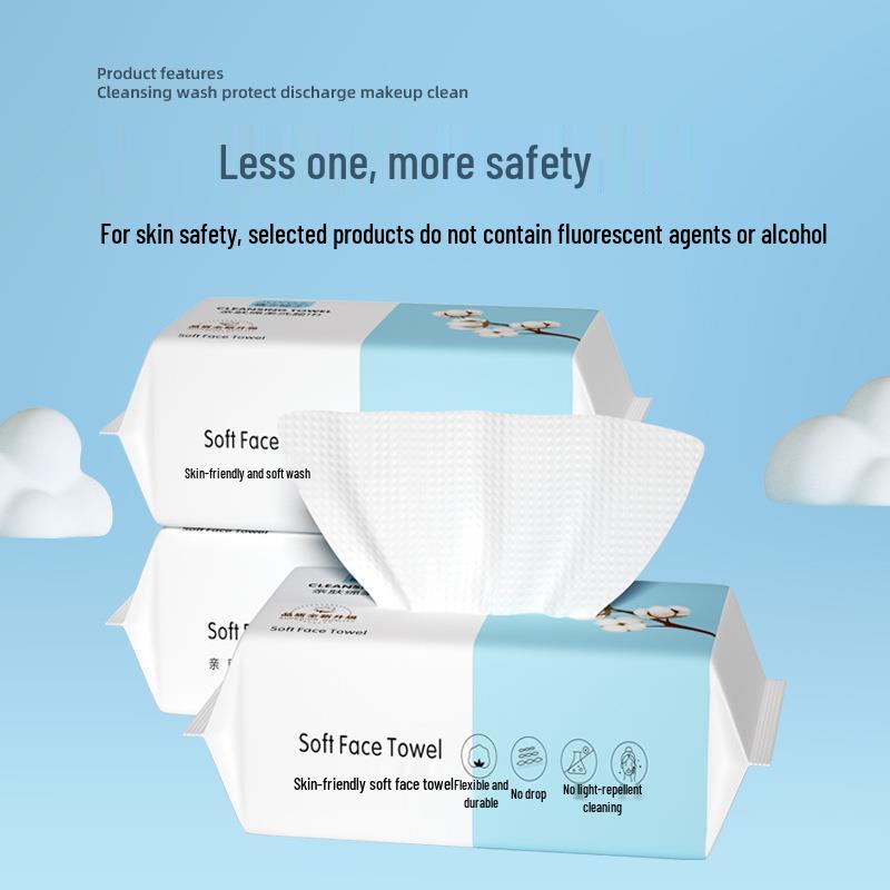 Pure Cotton Disposable Facial Cleansing Wipes - Soft, Thick, Pull-Type, Enlarged Size for Baby Face