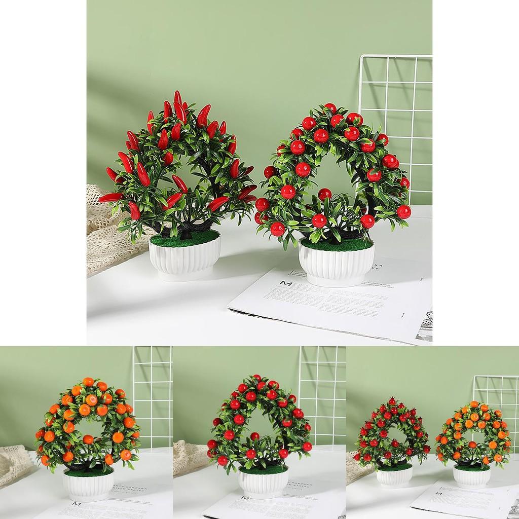 Fake Potted Plant 42 Heartshaped Fruit Bonsai Artificial Flower For Home Decor