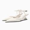 ZA2025 Summer New Women's Shoes Black Sheep Leather Wedge Heels Muller Shoes Pointed Head Shallow Mouth One-word Buckle Single Shoes