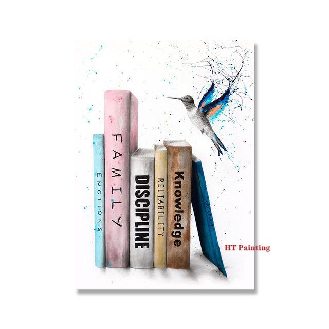 

Чтение книг, учебный плакат, всплеск цвета, мультфильм, милая птица, образование, настенные картины, холст, живопись, детская комната, домашний декор 21x30cm No Framed