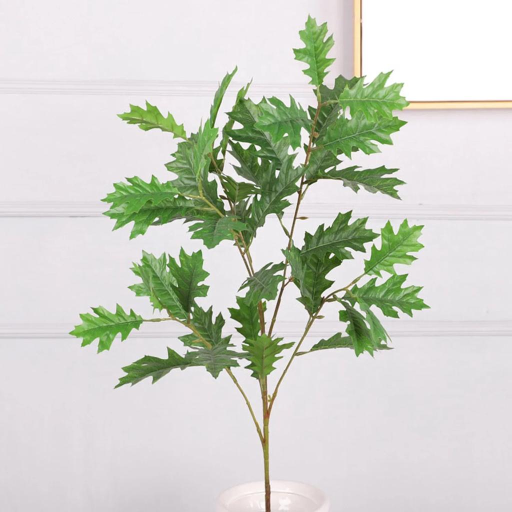Artificial Oak Leaves Silk Fabric Leaves Flexible Iron Stem Decorative Faux Oak Leaves Home Decor Artificial Oak Leaves
