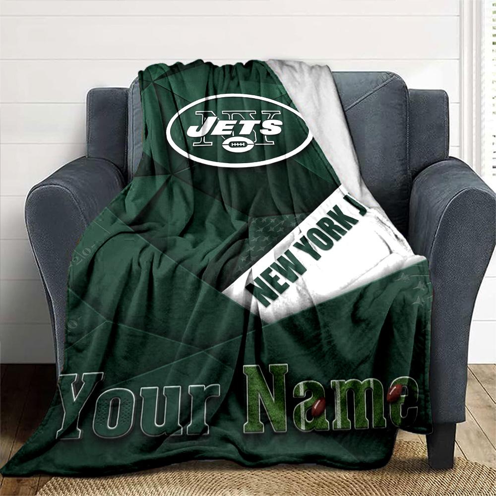 Name Custom New York Jets Print Flannel Blanket High Quality Warm Comfortable Cover for All Seasons Perfect for Gifts Home Decor