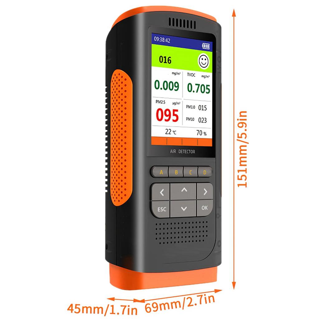 ABWR-2X Formaldehyde Detector Air Quality Monitor PM 2.5 Portable Display Air Pollution Meter Mini Dust Tester For Home Car