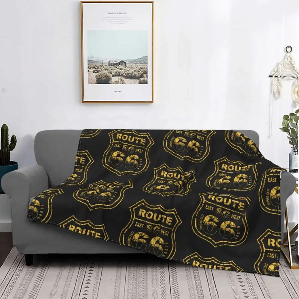 Route 66 Mother Road My Version Blankets Fleece Ultra-Soft Throw Blankets for Bedroom Sofa Bedspread for Living Room/Bedroom