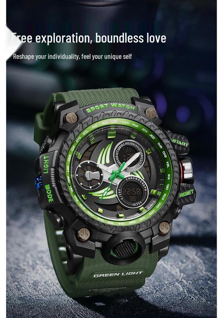 SANDA Men's Multi-function Dual Display Waterproof Sports Alarm Watch