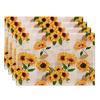 4 Pezzi Tovagliette Girasole in Lino, 18x12 Pollici Tovagliette Riutilizzabili per Tavola da Pranzo, Tappetini da Tavola Antiscivolo Isolanti dal Calore per Tavola da Pranzo di Casa, Festa Estiva