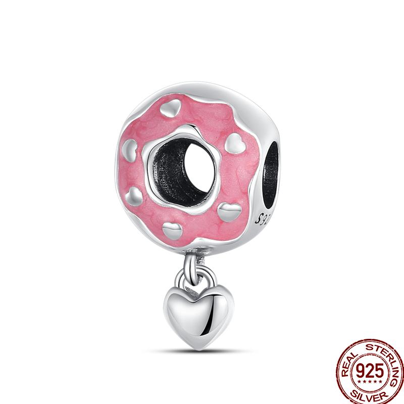 Copper Dessert Afternoon Tea Series Pink Zircon Sweets Playground Series Suitable Fit Pan Original Bracelet Diy