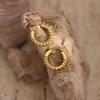 Geometric Hammered Stainless Steel 18K Gold Stud Earrings - Fashionable Ear Ornaments
