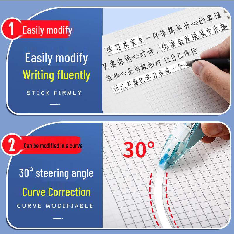 Press-Activated Refillable Correction Tape - High Aesthetic, Student-Friendly Ins Style Correction Fluid