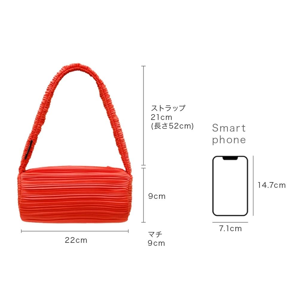 Blue Orb Roll Bag, Handbag, Mini Shoulder Tote Bag, Pleated Bag, Women's, Korean Fashion (Beyond Black)