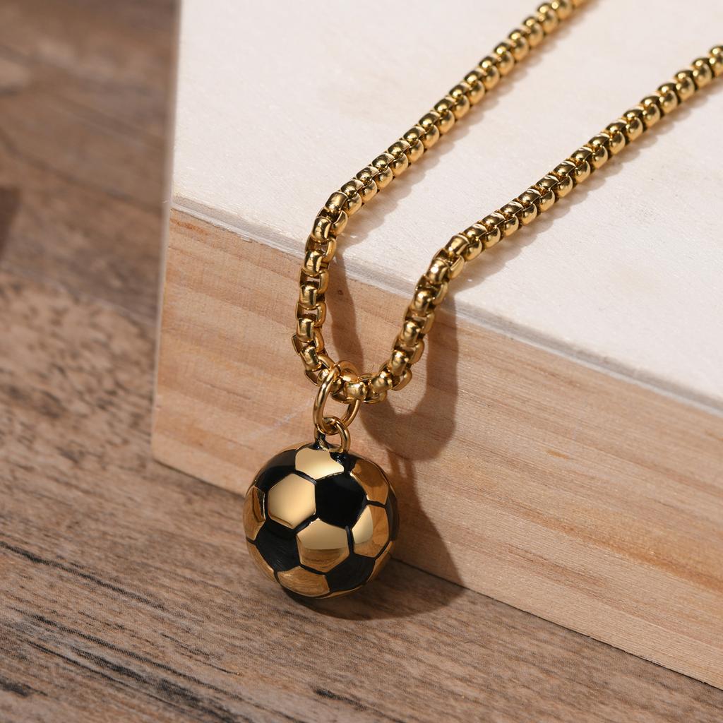 3D Football Necklaces For Men, Solid Stainless Steel Casual Scoocer Pendants, Sports Lover Boys Birthday Gifts Jewelry