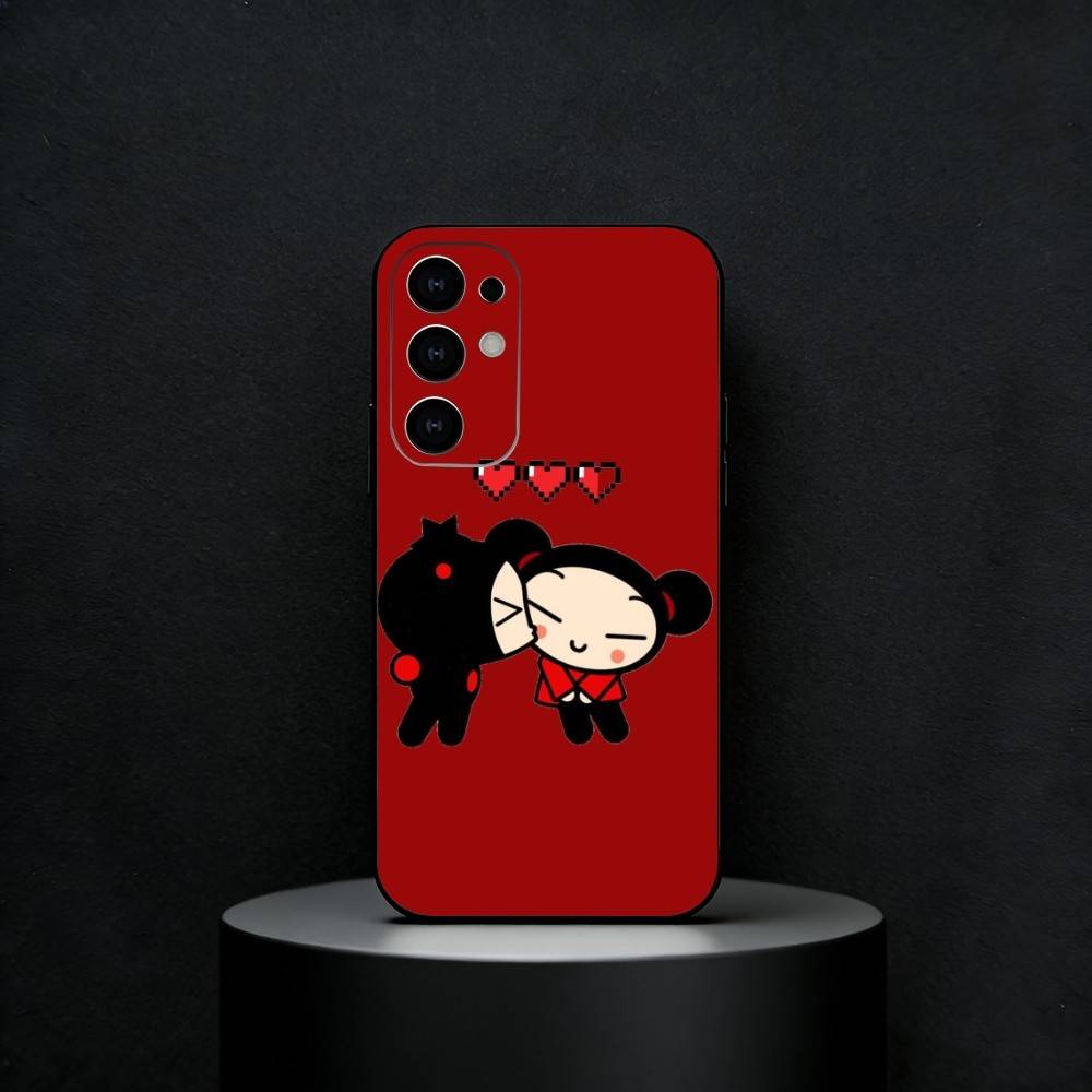 Cute Cartoon Pucca Garu Phone Case For Samsung S25,S24,S21,S22,S23,S30,Ultra,S20,Plus,Fe,Note,5G Black Cover
