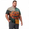 Herren Übergröße Halloween Print Golf Poloshirt Atmungsaktiv Kurzarm Lässiges Arbeitskleidung Oberteil Bequeme Passform