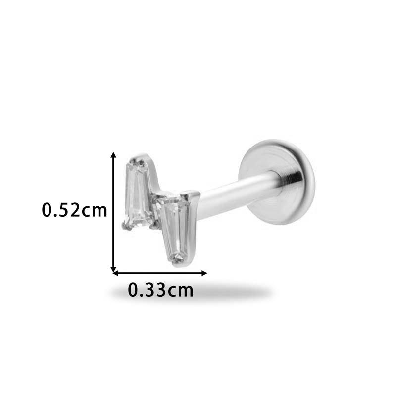 1 pièce G23 Titane Massif Filetage Interne Dos Plat Fleur CZ Clou de Tragus Cartilage Boucle d'Oreille Helix Rook Lobe Labret Bijou de Piercing