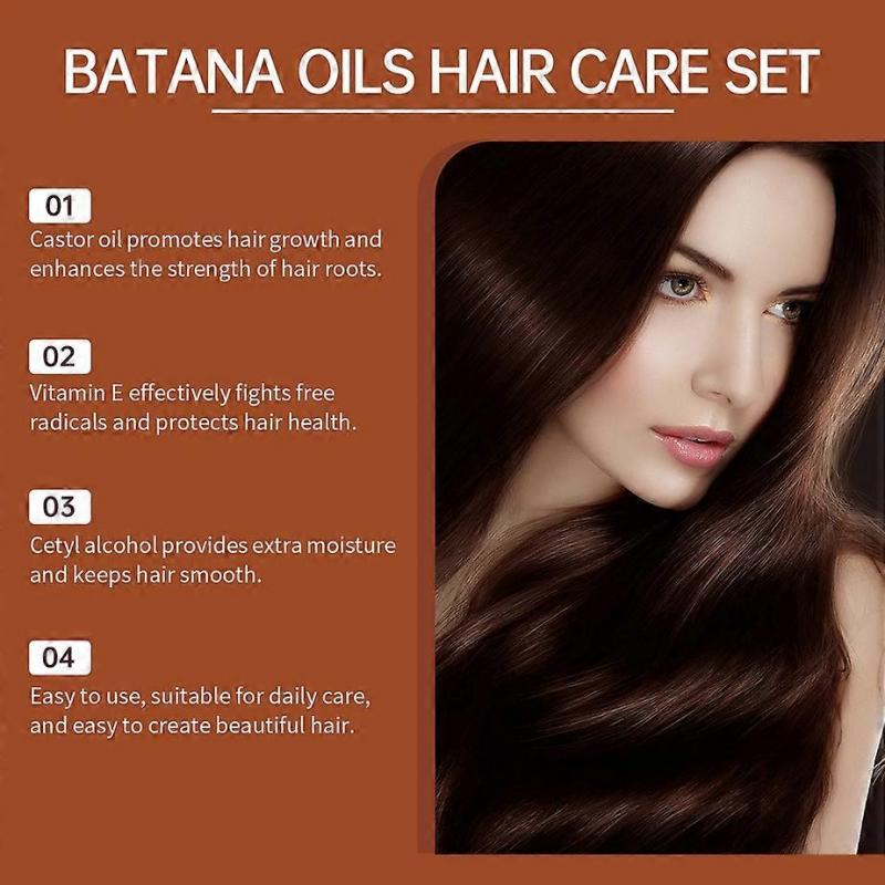 Batana Oil Shampoo Conditioner Set Oil Control Anti Dandruff Scalp Hair Treatment Split Ends Anti Frizz Hair Loss Hair Care Set