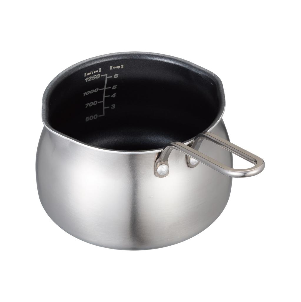 CB Japan Milk Pan with Measurement Markings, 1.5L, Double-Sided Spout, GasIH Compatible, Non-stick Coating, 6-in-1 Function: