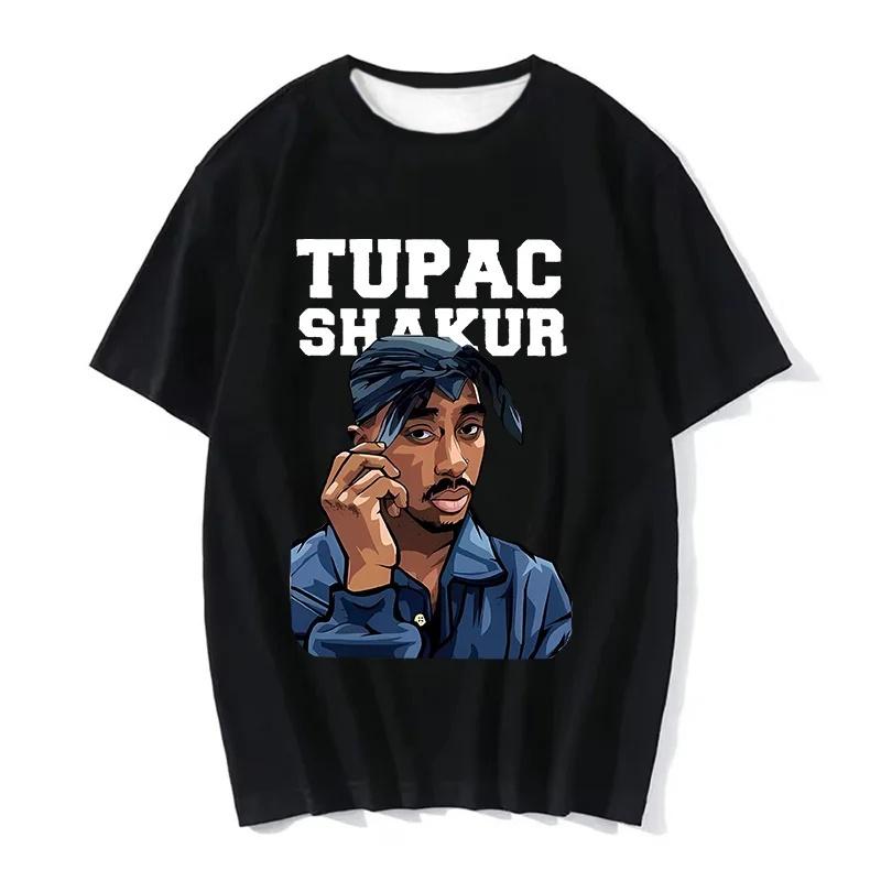 West Coast Gangsta Women T-shirt Rapper Tupac Tops Hip Hop Streetwear Graphic T Shirts Oversized Short Sleeves Tee Men T Shirt