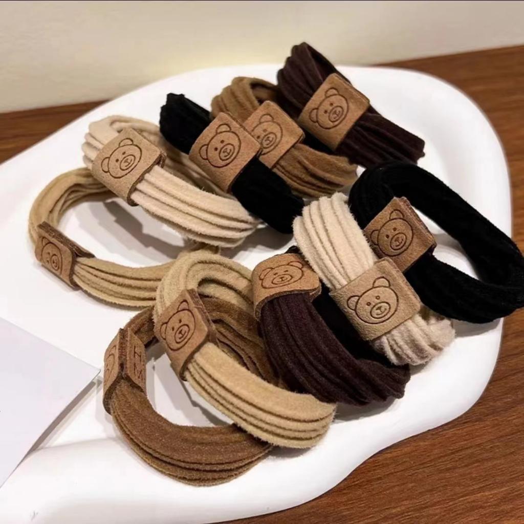 10 Bear Hair Ties In Mixed Colors, High-Elasticity, Gentle Hair, Thickened And Extra-Thickened, High Ponytail Hair Accessories