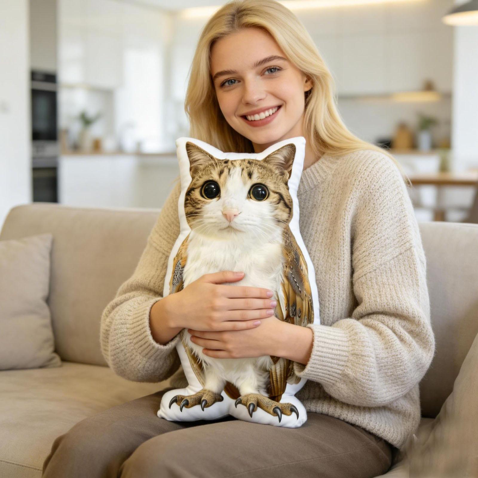 Плюшевая игрушка с упаковкой, Сова и подушка, Подарок питомцу, Наволочка One Size жёлтый