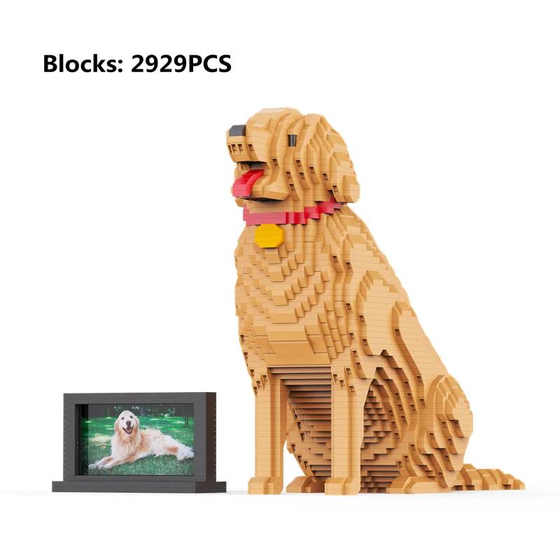 Mini Blocks Dog Realistic Designer Animal Golden Retriever Kit Persian Ragdoll Cat Creative Stem Educational Toy Home Decoration
