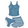 Girls Two Piece Swimsuit Tankini Top and Floral Print Swim Shorts Set Lightweight Quick Dry Fabric Comfortable Fit