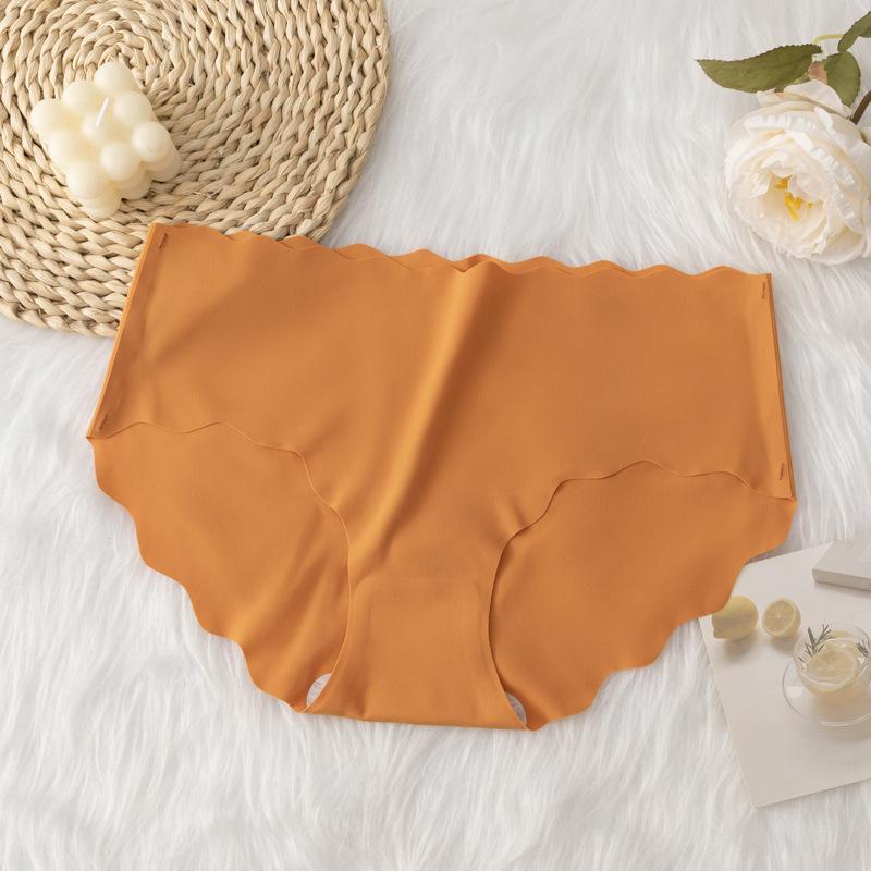 Women Seamless Solid Color Thin Breathable Quick Dry Low Waist Panties With Cotton Crotch