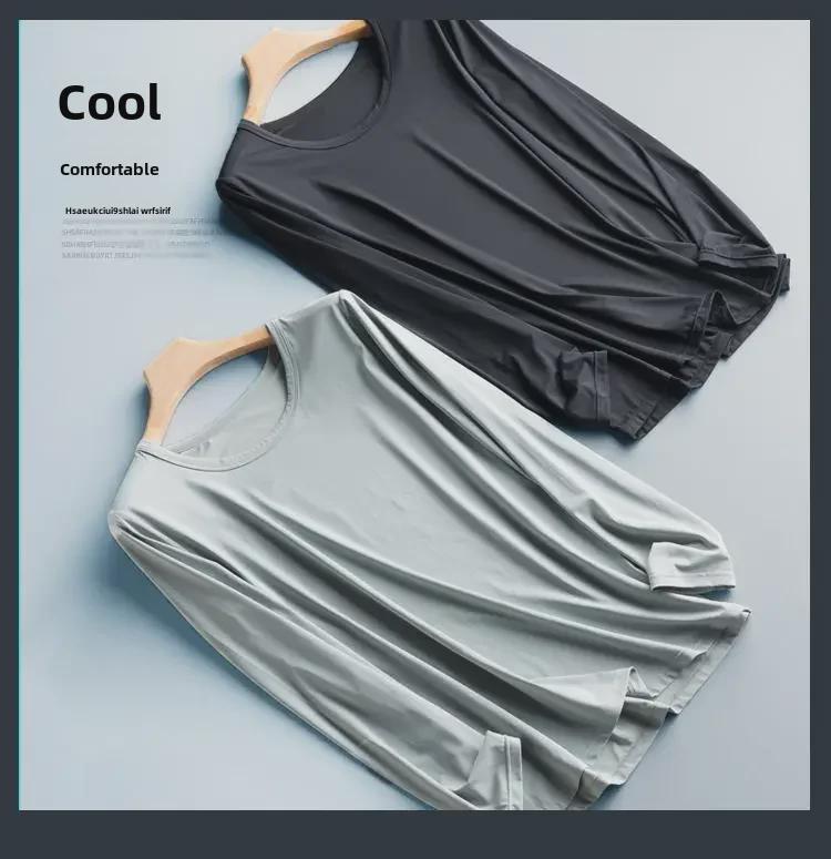 Men's Ice Silk Long-Sleeve Quick-Dry Breathable Loose Fit T-Shirt