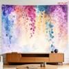 Bohemian Floral Tapestry Wall Hanging Watercolor Boho Rainbow Spectrum Abstract Art Print Decoration for Bedroom Living Room Hom