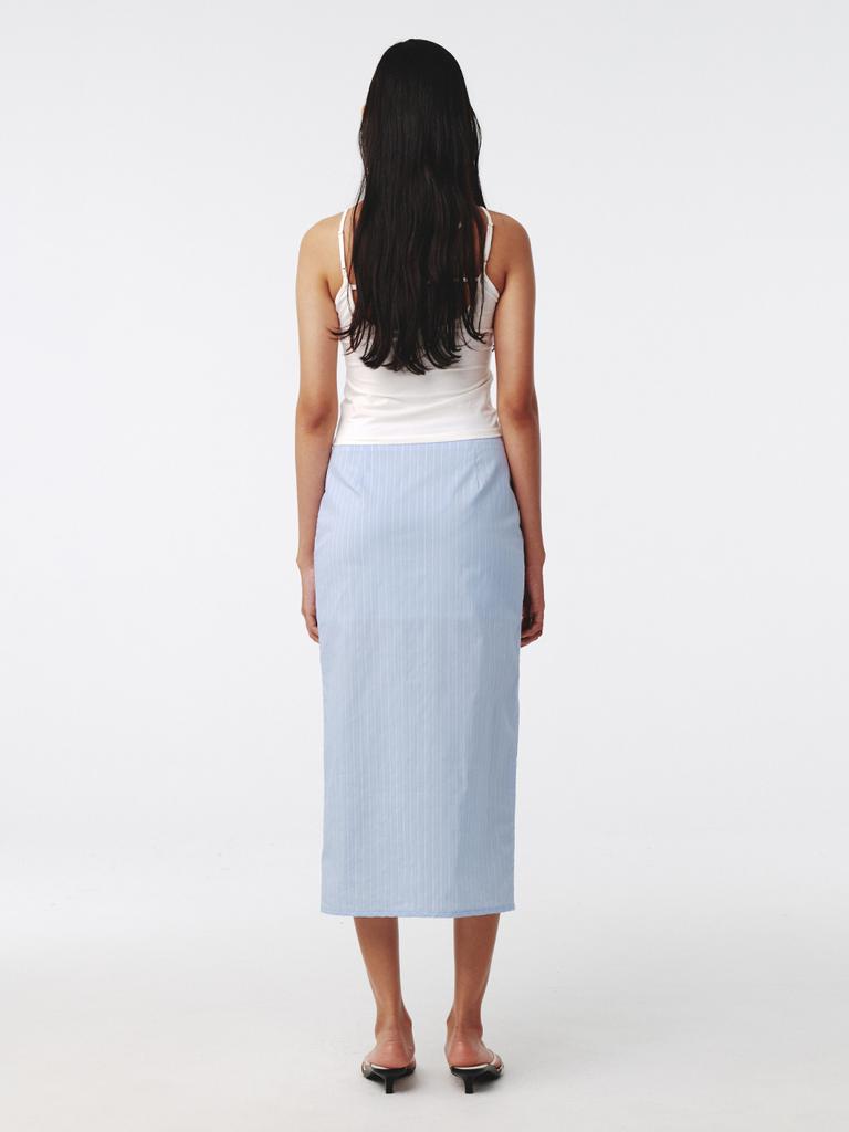 Gijun Stripe Corsage Long Skirt Sky Blue Stripe